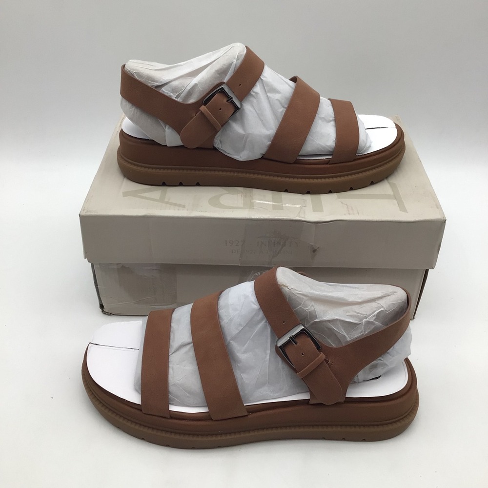 Naturalizer Avenue Walnut Brown Platform Sandals Womens Size 8.5 W Wide NEW
